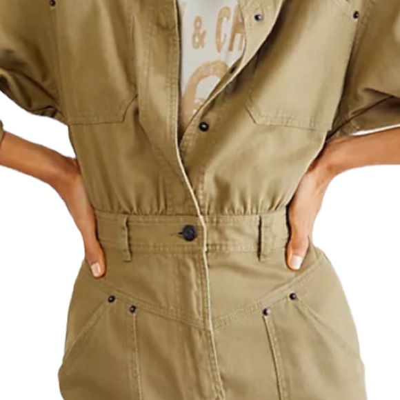 Shona Joy x Free People Chiara Utility 6 / S Olive Green Button Front Denim Mini - Picture 6 of 6